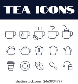 Tea Drink icons set. line drinks Tea icon vector illustration. Tea icons