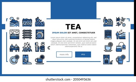 Tea Drink Production Landing Web Page Header Banner Template Vector. Growth Of Tea On Plantation And Harvesting, Cultivation And Sorting, Flavoring And Packaging Illustration