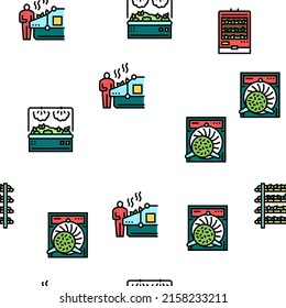 Tea Drink Production Vector Seamless Pattern Thin Line Illustration