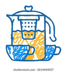 tea drink for relax doodle icon sketch vector. tea drink for relax sign. isolated symbol illustration