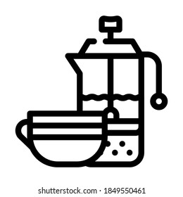 Teekrinken Teekocher Linie Symbol Vektorgrafik. Teekoteletts-Schild. isoliertes Kontursymbol