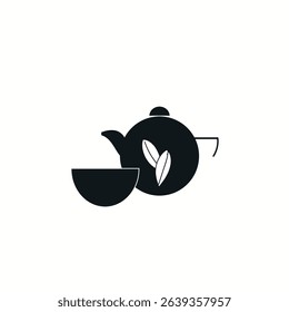 Tea drinking black icon concept.Vector illustration