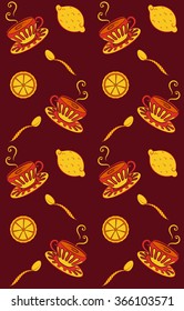 Tea drinking. Seamless pattern