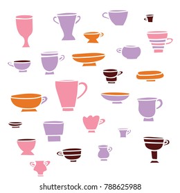Tea drinking, tea, a set of colored cups