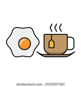 Tea and egg set food icon vector basic design simple and modern concept graphic