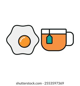 Tea and egg set food icon vector basic design simple and modern concept graphic