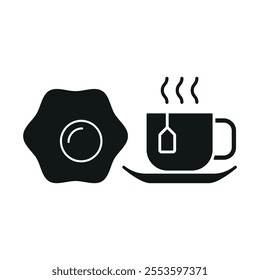 Tea and egg set food icon vector basic design simple and modern concept graphic