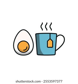 Tea and egg set food icon vector basic design simple and modern concept graphic