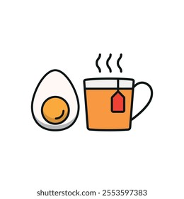 Tea and egg set food icon vector basic design simple and modern concept graphic