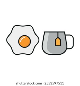 Tea and egg set food icon vector basic design simple and modern concept graphic