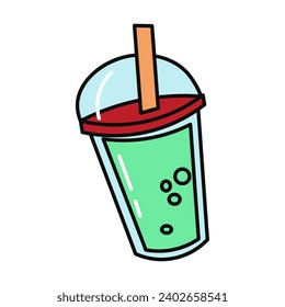 Tea element of colorful food set. This image boasts colorful design, along with clean outlines, putting a refreshing bubble tea, capturing the essence of a trendy beverage. Vector illustration.