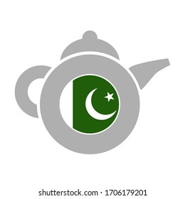 Tea emblem template and design element for tea shop, restauran. Teapot abstract illustration. Flag of the Pakistan