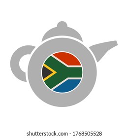 Tea emblem template and design element for tea shop, restauran. Teapot abstract illustration. Flag of the South Africa