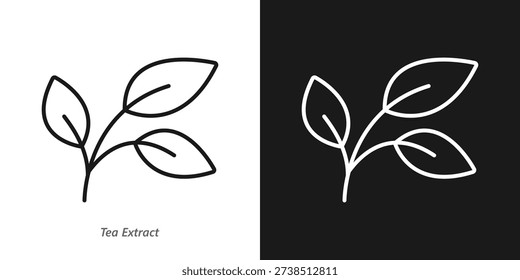 Tea Extract Line Icon, Natural Antioxidant Skincare Ingredient, Herbal Cosmetic Symbol
