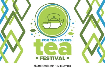 Tea Festival. For tea lovers. Event for professionals in the industry. Ceremony with delicious leaf tea. Cafes and restaurants. Trainings for baristas from staff schools. Creative Illustration. Vector