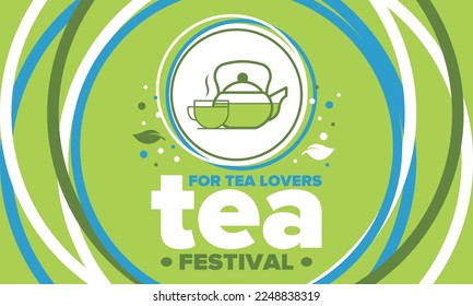 Tea Festival. For tea lovers. Event for professionals in the industry. Ceremony with delicious leaf tea. Cafes and restaurants. Trainings for baristas from staff schools. Creative Illustration. Vector