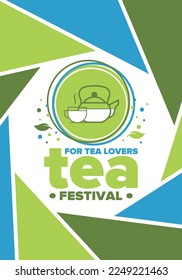 Tea Festival. For tea lovers. Event for professionals in the industry. Ceremony with delicious leaf tea. Cafes and restaurants. Trainings for baristas from staff schools. Creative Illustration. Vector