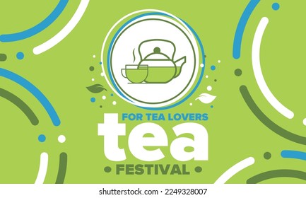 Tea Festival. For tea lovers. Event for professionals in the industry. Ceremony with delicious leaf tea. Cafes and restaurants. Trainings for baristas from staff schools. Creative Illustration. Vector