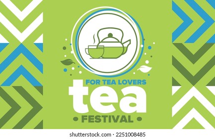 Tea Festival. For tea lovers. Event for professionals in the industry. Ceremony with delicious leaf tea. Cafes and restaurants. Trainings for baristas from staff schools. Creative Illustration. Vector