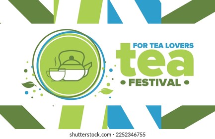Tea Festival. For tea lovers. Event for professionals in the industry. Ceremony with delicious leaf tea. Cafes and restaurants. Trainings for baristas from staff schools. Creative Illustration. Vector