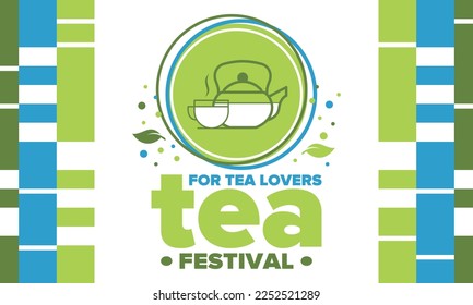 Tea Festival. For tea lovers. Event for professionals in the industry. Ceremony with delicious leaf tea. Cafes and restaurants. Trainings for baristas from staff schools. Creative Illustration. Vector