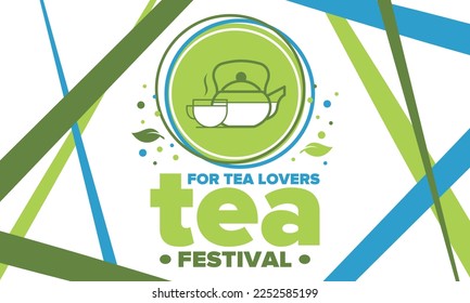 Tea Festival. For tea lovers. Event for professionals in the industry. Ceremony with delicious leaf tea. Cafes and restaurants. Trainings for baristas from staff schools. Creative Illustration. Vector