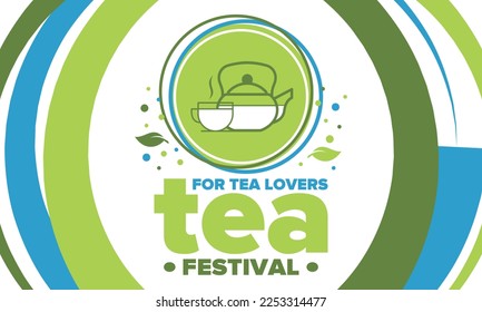 Tea Festival. For tea lovers. Event for professionals in the industry. Ceremony with delicious leaf tea. Cafes and restaurants. Trainings for baristas from staff schools. Creative Illustration. Vector