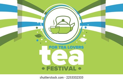 Tea Festival. For tea lovers. Event for professionals in the industry. Ceremony with delicious leaf tea. Cafes and restaurants. Trainings for baristas from staff schools. Creative Illustration. Vector