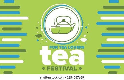 Tea Festival. For tea lovers. Event for professionals in the industry. Ceremony with delicious leaf tea. Cafes and restaurants. Trainings for baristas from staff schools. Creative Illustration. Vector