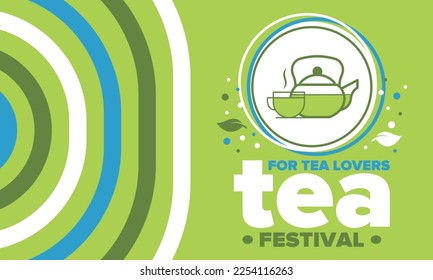 Tea Festival. For tea lovers. Event for professionals in the industry. Ceremony with delicious leaf tea. Cafes and restaurants. Trainings for baristas from staff schools. Creative Illustration. Vector