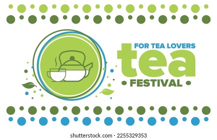 Tea Festival. For tea lovers. Event for professionals in the industry. Ceremony with delicious leaf tea. Cafes and restaurants. Trainings for baristas from staff schools. Creative Illustration. Vector