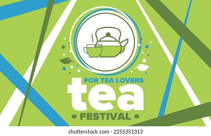Tea Festival. For tea lovers. Event for professionals in the industry. Ceremony with delicious leaf tea. Cafes and restaurants. Trainings for baristas from staff schools. Creative Illustration. Vector