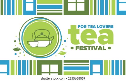 Tea Festival. For tea lovers. Event for professionals in the industry. Ceremony with delicious leaf tea. Cafes and restaurants. Trainings for baristas from staff schools. Creative Illustration. Vector