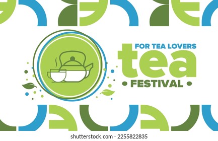 Tea Festival. For tea lovers. Event for professionals in the industry. Ceremony with delicious leaf tea. Cafes and restaurants. Trainings for baristas from staff schools. Creative Illustration. Vector