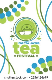 Tea Festival. For tea lovers. Event for professionals in the industry. Ceremony with delicious leaf tea. Cafes and restaurants. Trainings for baristas from staff schools. Creative Illustration. Vector