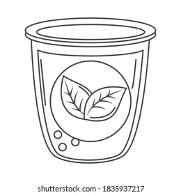 té, bebida fresca con hilo de la línea de la hoja de hierbas, ilustración vectorial