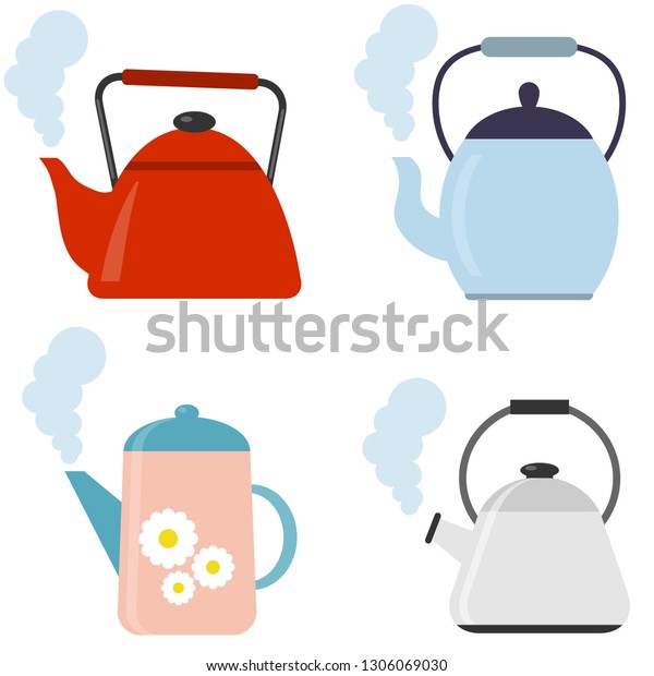 Tea. Fresh brewed tea -\
teapot, pour in a cup of tea. Vector illustration of logo for\
ceramic teapot, kettle on background. Teapot pattern\
consisting.
