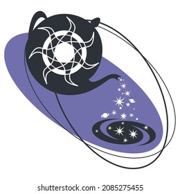Ilustración plana abstracta de la galaxia del té