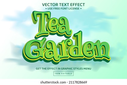 Tea garden 3D editable text effect template