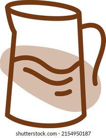 Tea in glass jug, illustration, vector on a white background.