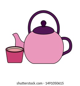 Tea glass and pot design, Drink breakfast beverage tradition kitchen and aromatic theme Vector illustration