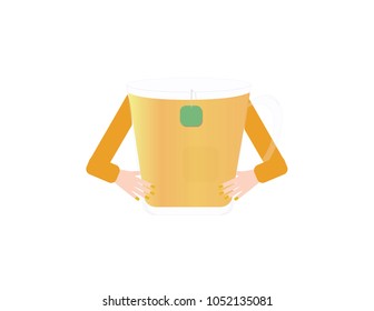 Tea glass with two hands 