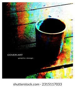 Gafas de té, sombras, texturas y colores. diseño de arte de portada