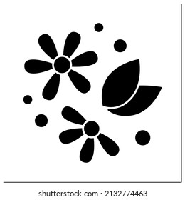 Tea glyph icon. Herbal tea. Dried flowers and herbs for naturale hot drink. Therapeutic drink. Food trends concept.Filled flat sign. Isolated silhouette vector illustration