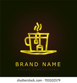 Tea golden metallic logo