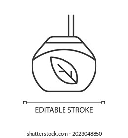 Tea gourd cup linear icon. Traditional latin beverage. Utensil for mate. Drink rich in caffeine. Thin line customizable illustration. Contour symbol. Vector isolated outline drawing. Editable stroke