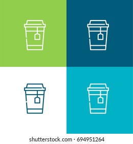 Tea green and blue material color minimal icon or logo design