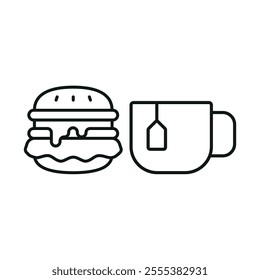 Tea and hamburger set food icon vector basic design simple and modern concept graphic