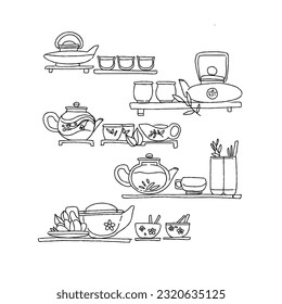 tea hand drawn doodle illustrations vector set