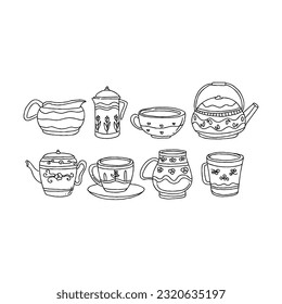 tea hand drawn doodle illustrations vector set